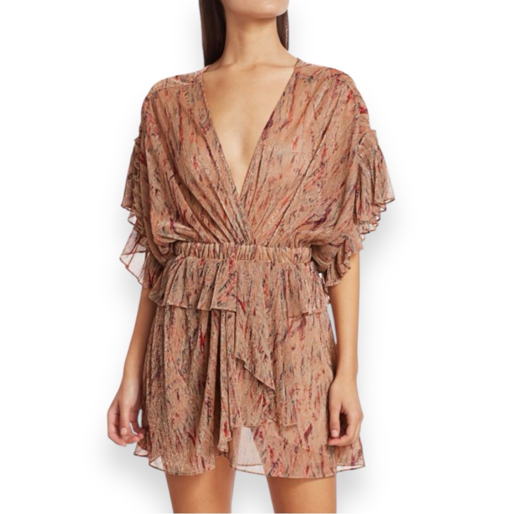 Nwt Iro Metallic Printed Ruffle Mini Dress Size M (38, 6) Condition: Pristine